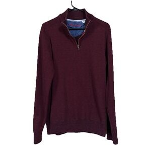Robert Graham Sweater Men's L Red 1/4 Zip Pullover‎ Mock Neck Fashion Designer